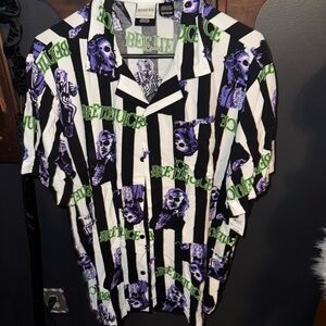 Beetlejuice Themed Black and White Men's Shirt